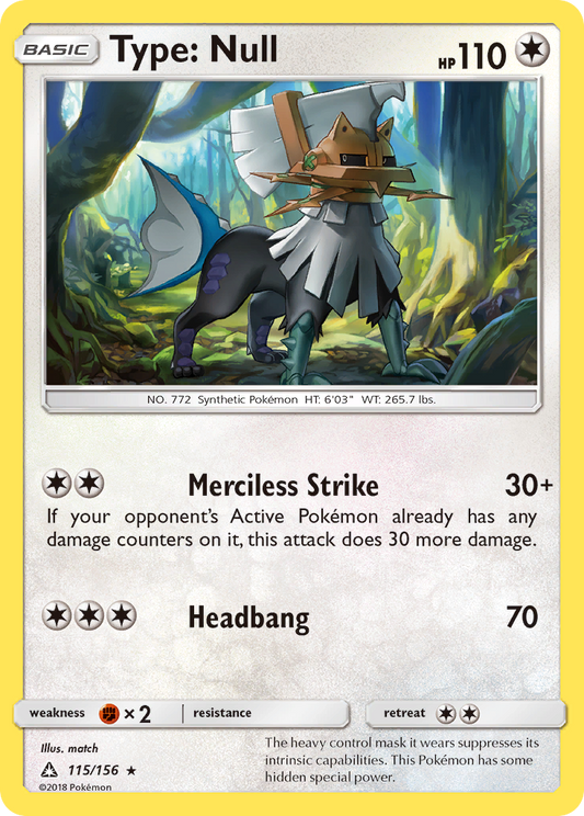 Type: Null 115/156 Rare | Ultra Prism | Pokemon Card
