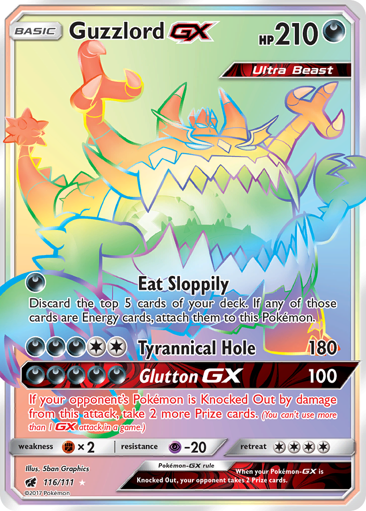 Guzzlord-GX 116/111 Rare Rainbow | Crimson Invasion | Pokemon Card
