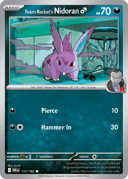 Team Rocket's Nidoran 117/182 Common | Destined Rivals | Pokemon Card
