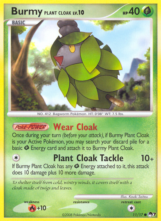 Burmy Plant Cloak 11/17 Common | POP Series 7 | Pokemon Card