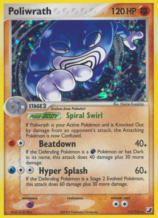 Poliwrath 11/115 Rare Holo | Unseen Forces | Pokemon Card
