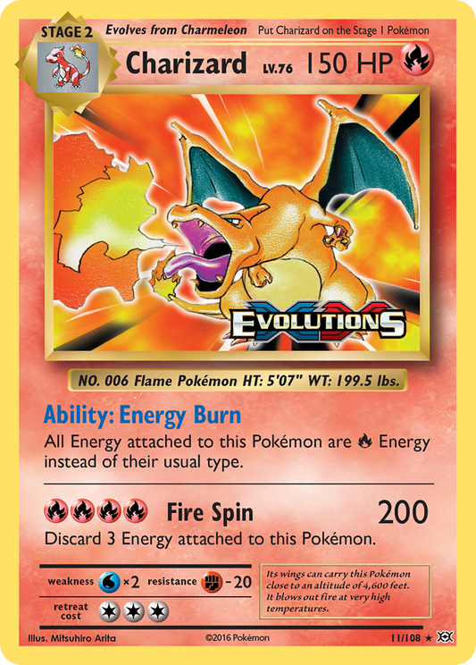 Charizard 11/108 Rare Holo | Evolutions | Pokemon Card