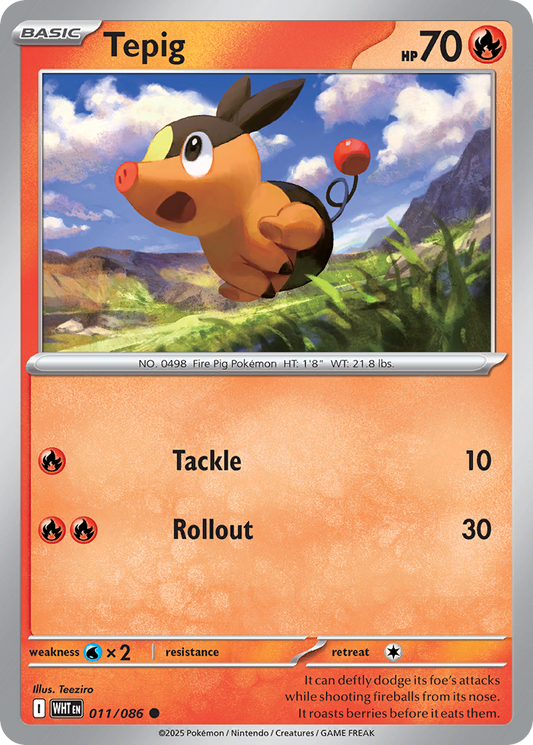 Tepig 11/86 Common | White Flare | Pokemon Card