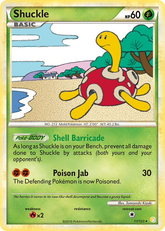 Shuckle 11/123 Rare Holo | HeartGold & SoulSilver | Pokemon Card