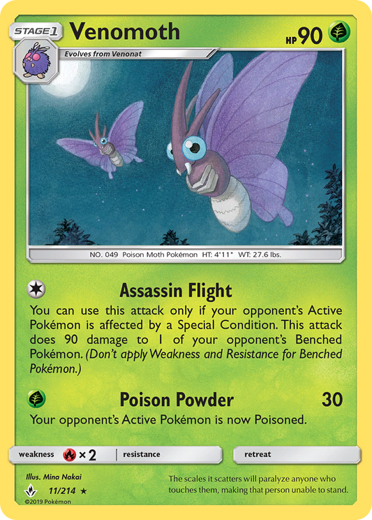 Venomoth 11/214 Rare | Unbroken Bonds | Pokemon Card
