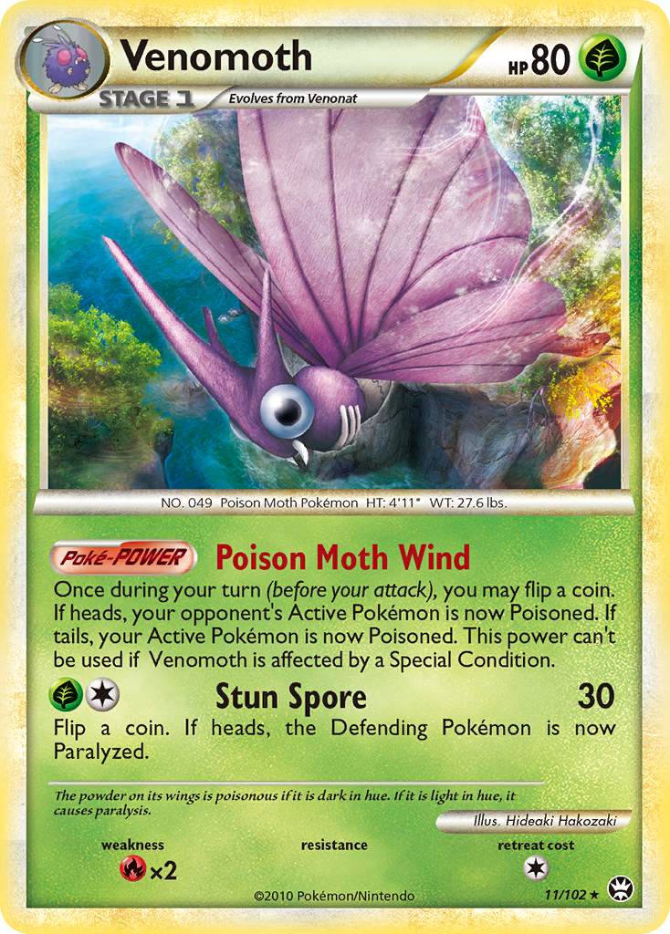 Venomoth 11/102 Rare Holo | HS—Triumphant | Pokemon Card