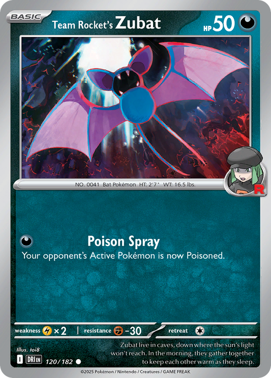 Team Rocket's Zubat 120/182 Common | Destined Rivals | Pokemon Card
