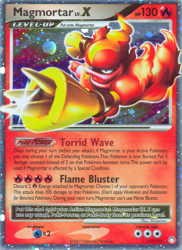 Magmortar LV.X 123/123 Rare Holo LV.X | Mysterious Treasures | Pokemon Card