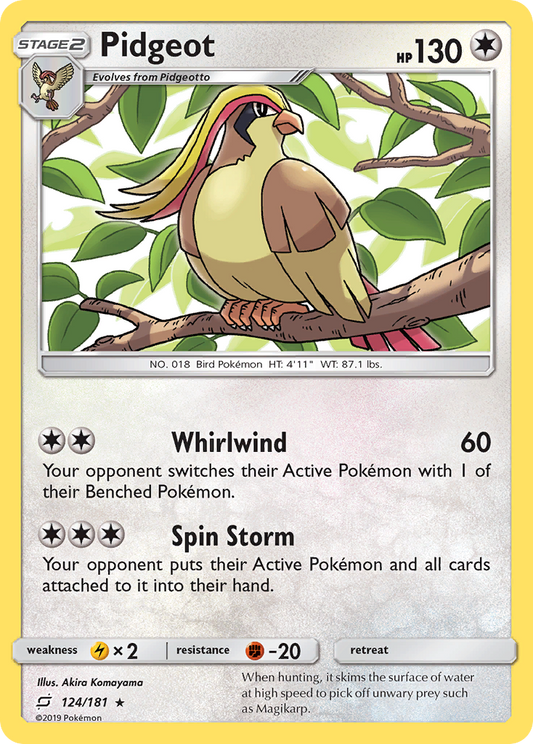 Pidgeot 124/181 Rare | Team Up | Pokemon Card