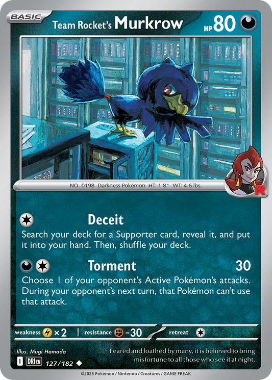 Team Rocket's Murkrow 127/182 Uncommon | Destined Rivals | Pokemon Card
