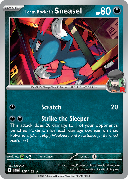 Team Rocket's Sneasel 128/182 Rare | Destined Rivals | Pokemon Card