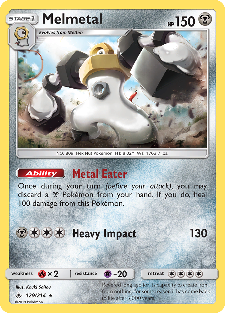 Melmetal 129/214 Rare Holo | Unbroken Bonds | Pokemon Card