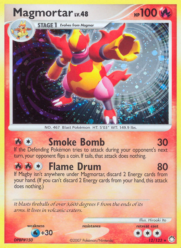 Magmortar 12/123 Rare Holo | Mysterious Treasures | Pokemon Card
