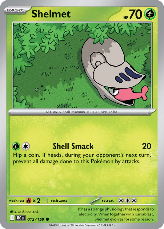 Shelmet 12/159 Common | Journey Together | Pokemon Card