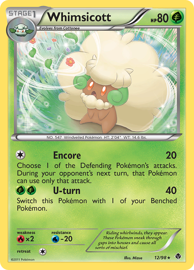 Whimsicott 12/98 Rare | Emerging Powers | Pokemon Card