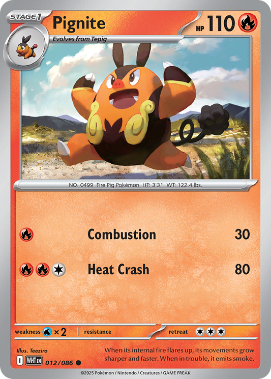 Pignite 12/86 Common | White Flare | Pokemon Card