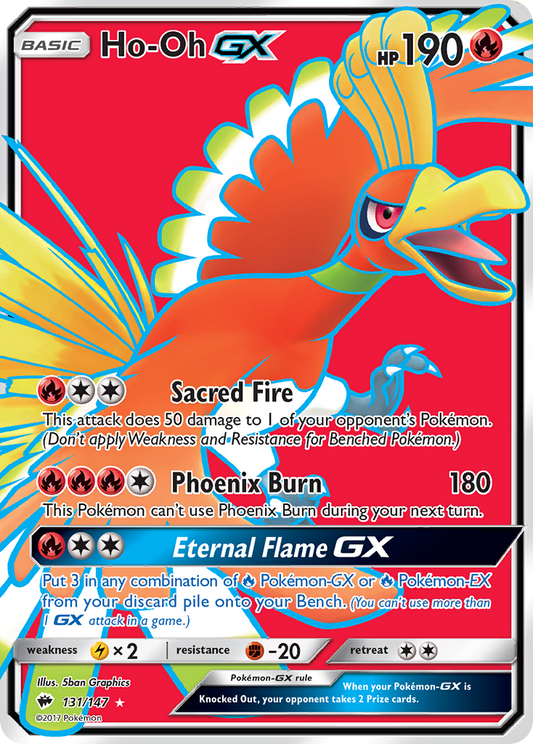 Ho-Oh-GX 131/147 Rare Ultra | Burning Shadows | Pokemon Card