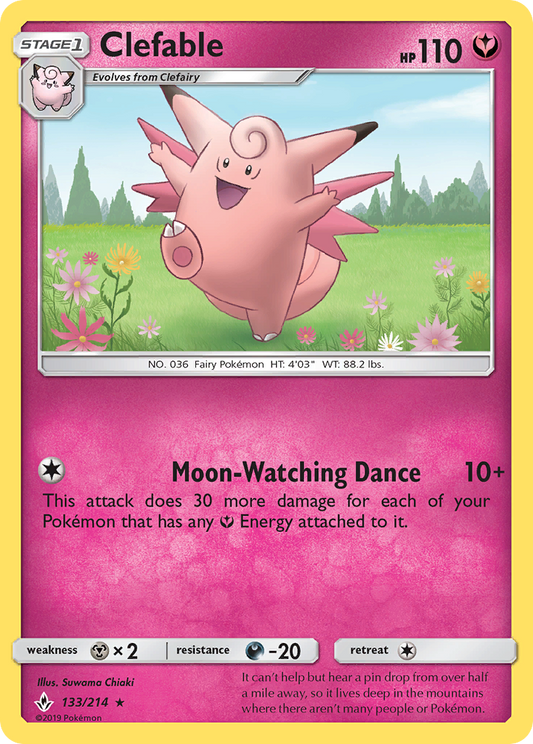 Clefable 133/214 Rare | Unbroken Bonds | Pokemon Card