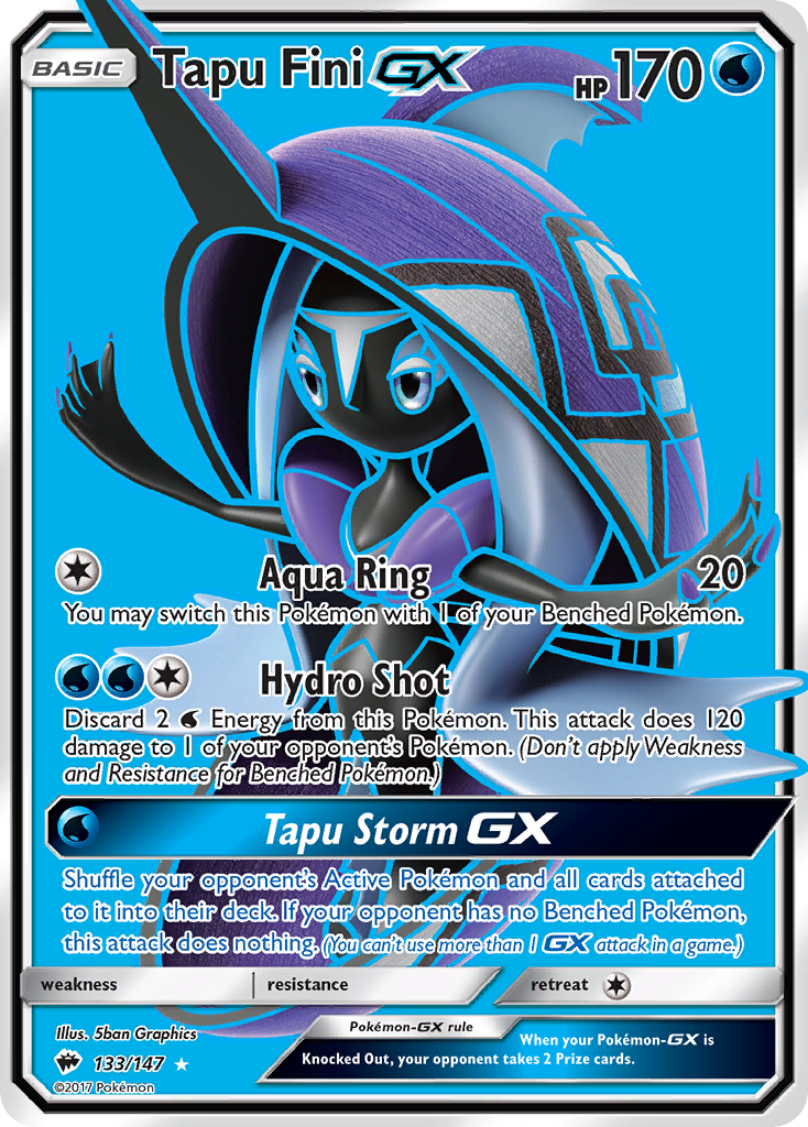 Tapu Fini-GX 133/147 Rare Ultra | Burning Shadows | Pokemon Card