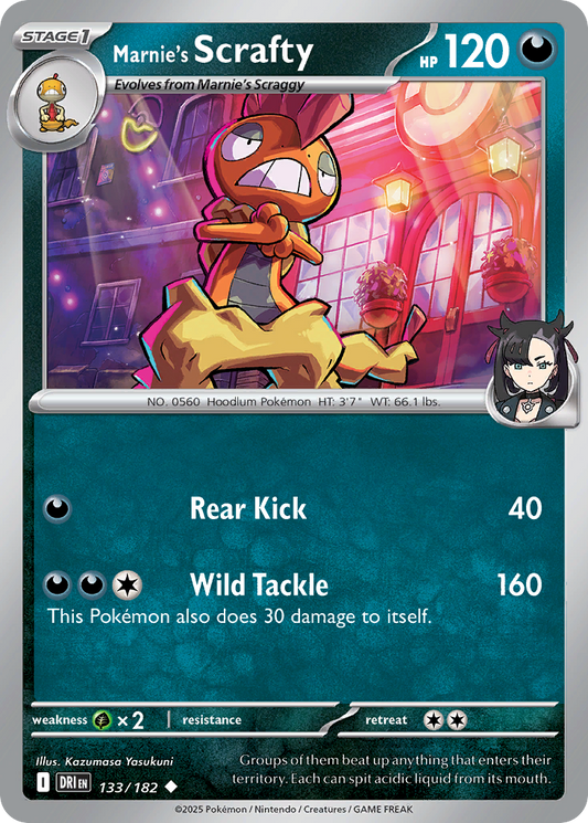 Marnie's Scrafty 133/182 Uncommon | Destined Rivals | Pokemon Card