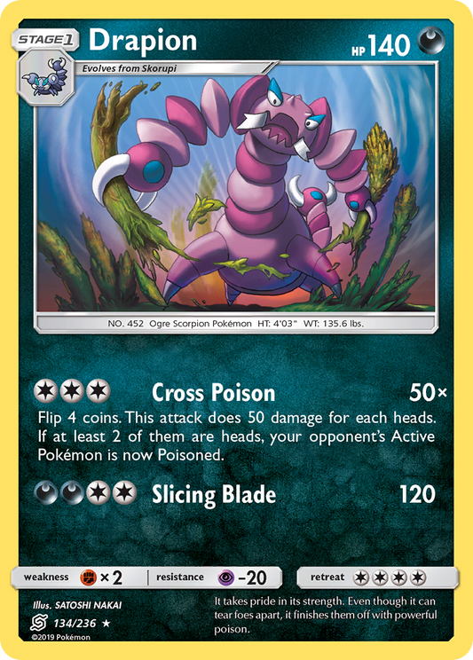 Drapion 134/236 Rare | Unified Minds | Pokemon Card