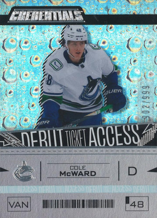 Cole McWard #135 Vancouver Canucks | 2023-24 Upper Deck Credentials | NHL Trading Card