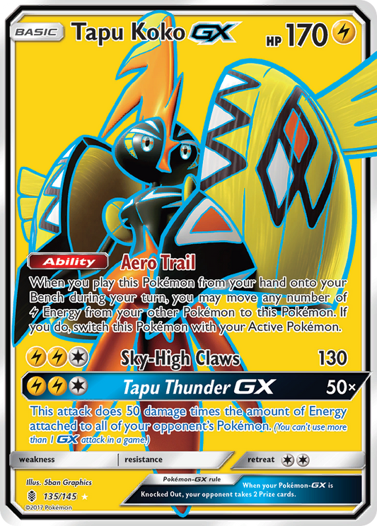 Tapu Koko-GX 135/145 Rare Ultra | Guardians Rising | Pokemon Card