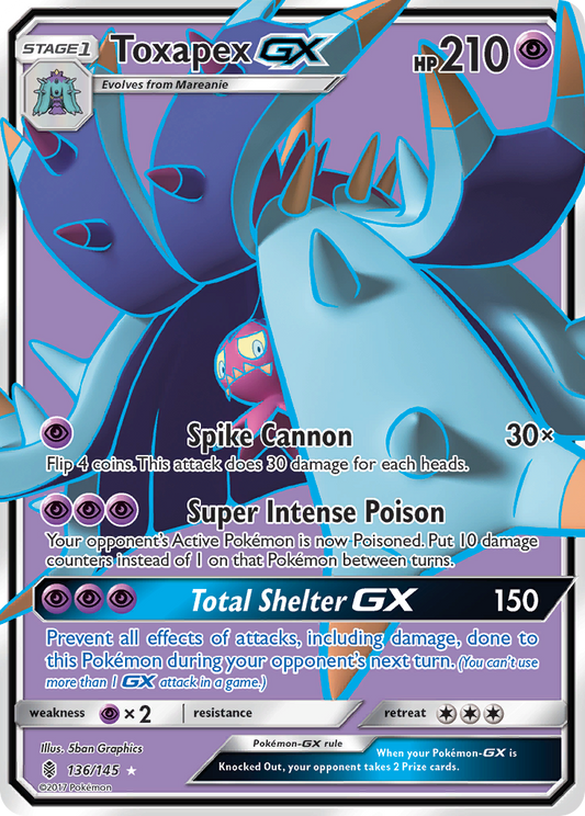 Toxapex-GX 136/145 Rare Ultra | Guardians Rising | Pokemon Card
