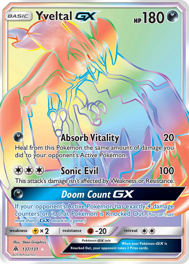 Yveltal-GX 137/131 Rare Rainbow | Forbidden Light | Pokemon Card