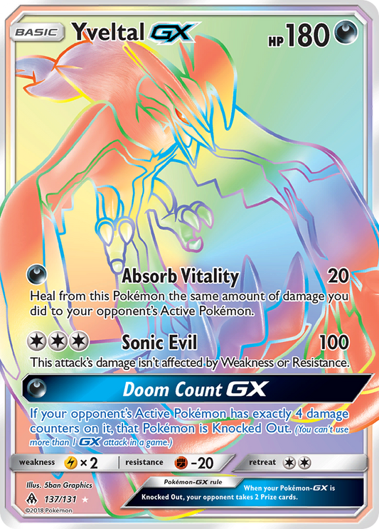 Yveltal-GX 137/131 Rare Rainbow | Forbidden Light | Pokemon Card