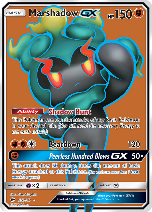 Marshadow-GX 137/147 Rare Ultra | Burning Shadows | Pokemon Card