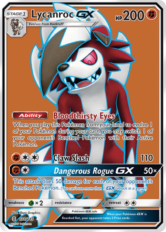 Lycanroc-GX 138/145 Rare Ultra | Guardians Rising | Pokemon Card