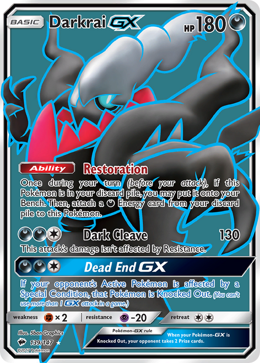 Darkrai-GX 139/147 Rare Ultra | Burning Shadows | Pokemon Card