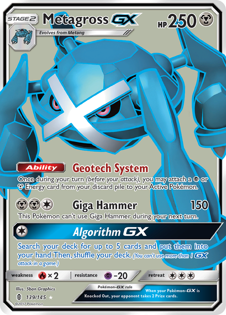Metagross-GX 139/145 Rare Ultra | Guardians Rising | Pokemon Card