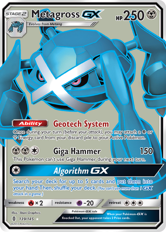 Metagross-GX 139/145 Rare Ultra | Guardians Rising | Pokemon Card
