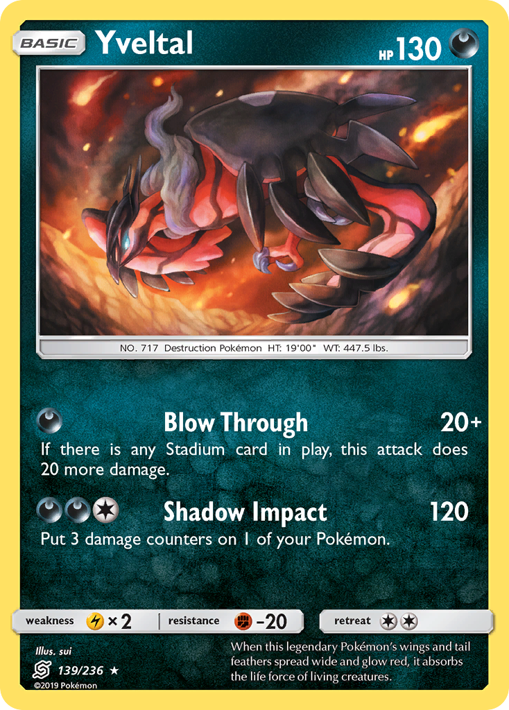 Yveltal 139/236 Rare Holo | Unified Minds | Pokemon Card