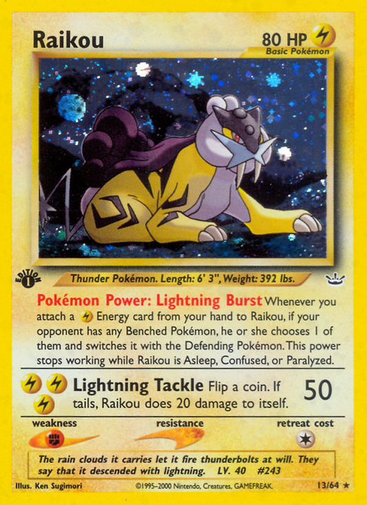 Raikou 13/64 Rare Holo | Neo Revelation | Pokemon Card