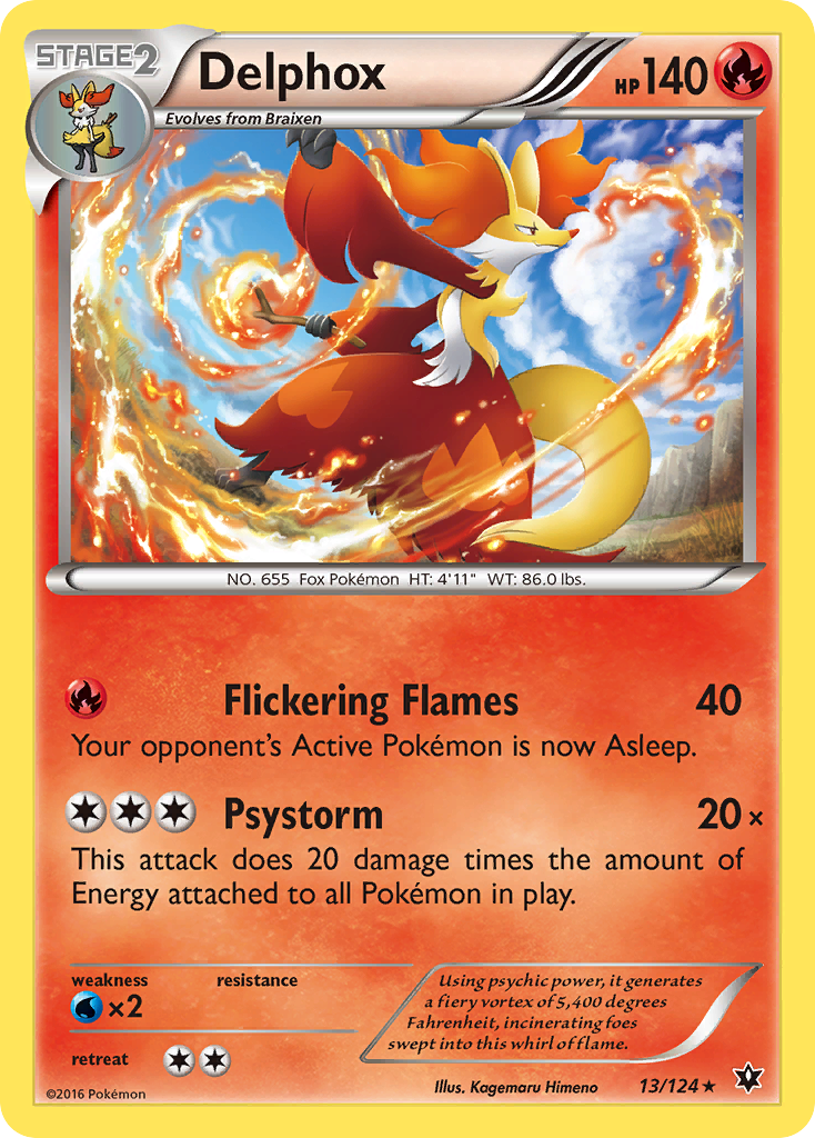 Delphox 13/124 Rare Holo | Fates Collide | Pokemon Card