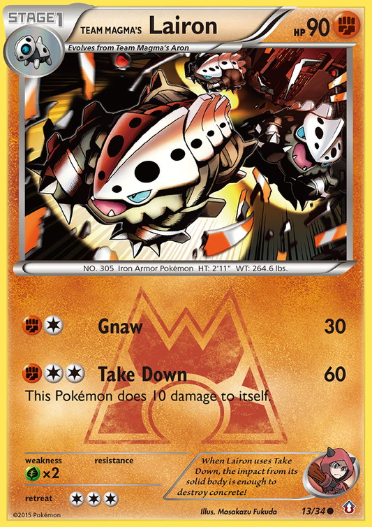 Team Magma's Lairon 13/34 Common | Double Crisis | Pokemon Card