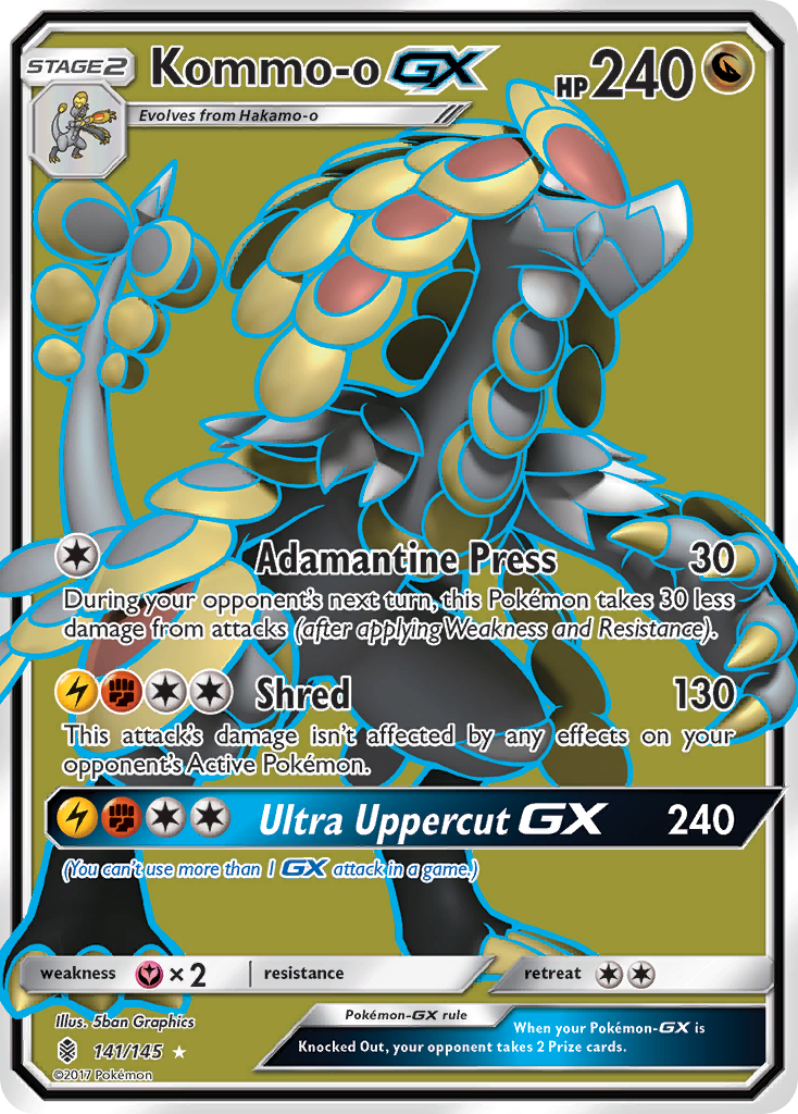 Kommo-o-GX 141/145 Rare Ultra | Guardians Rising | Pokemon Card