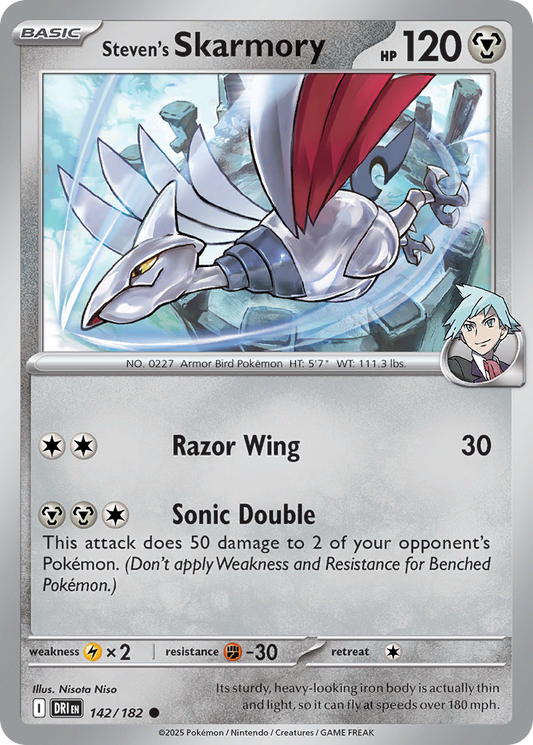 Steven's Skarmory 142/182 Common | Destined Rivals | Pokemon Card