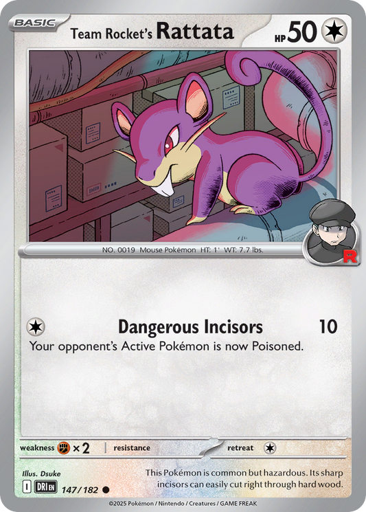Team Rocket's Rattata 147/182 Common | Destined Rivals | Pokemon Card