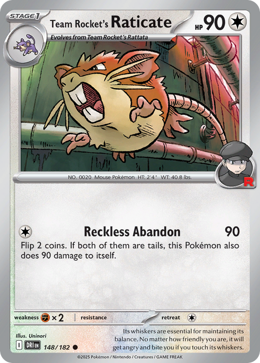 Team Rocket's Raticate 148/182 Common | Destined Rivals | Pokemon Card