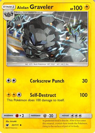 Alolan Graveler 33/111 Reverse Holo | Crimson Invasion | Pokemon Card