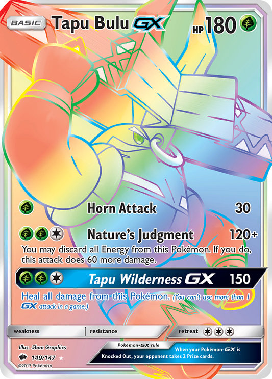 Tapu Bulu-GX 149/147 Rare Rainbow | Burning Shadows | Pokemon Card