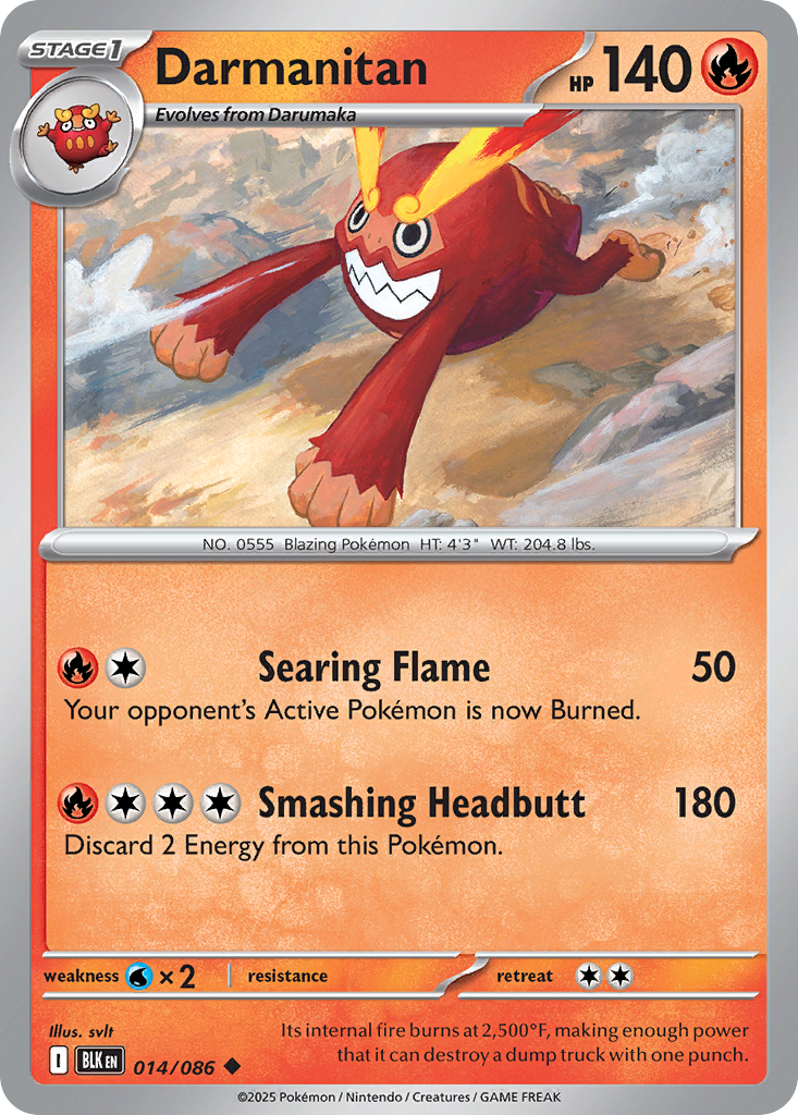 Darmanitan 14/86 Uncommon | Black Bolt | Pokemon Card