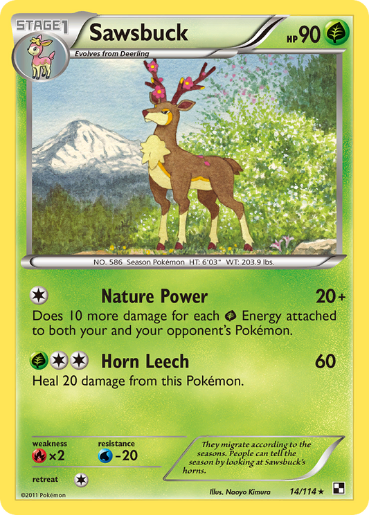 Sawsbuck 14/114 Rare | Black & White | Pokemon Card