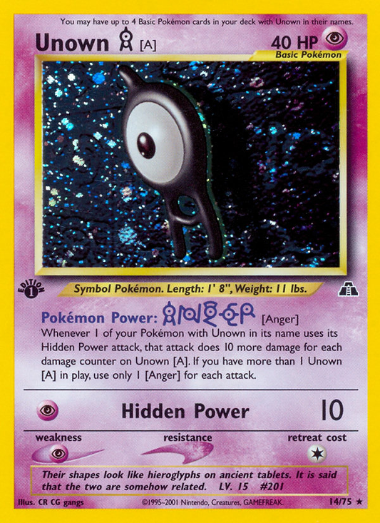Unown [A] 14/75 Rare Holo | Neo Discovery | Pokemon Card