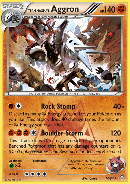 Team Magma's Aggron 14/34 Rare Holo | Double Crisis | Pokemon Card
