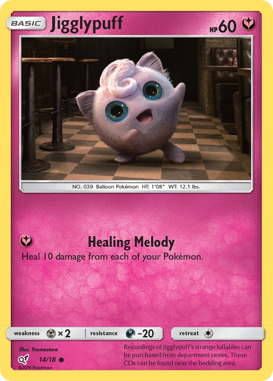 Jigglypuff 14/18 Common | Detective Pikachu | Pokemon Card